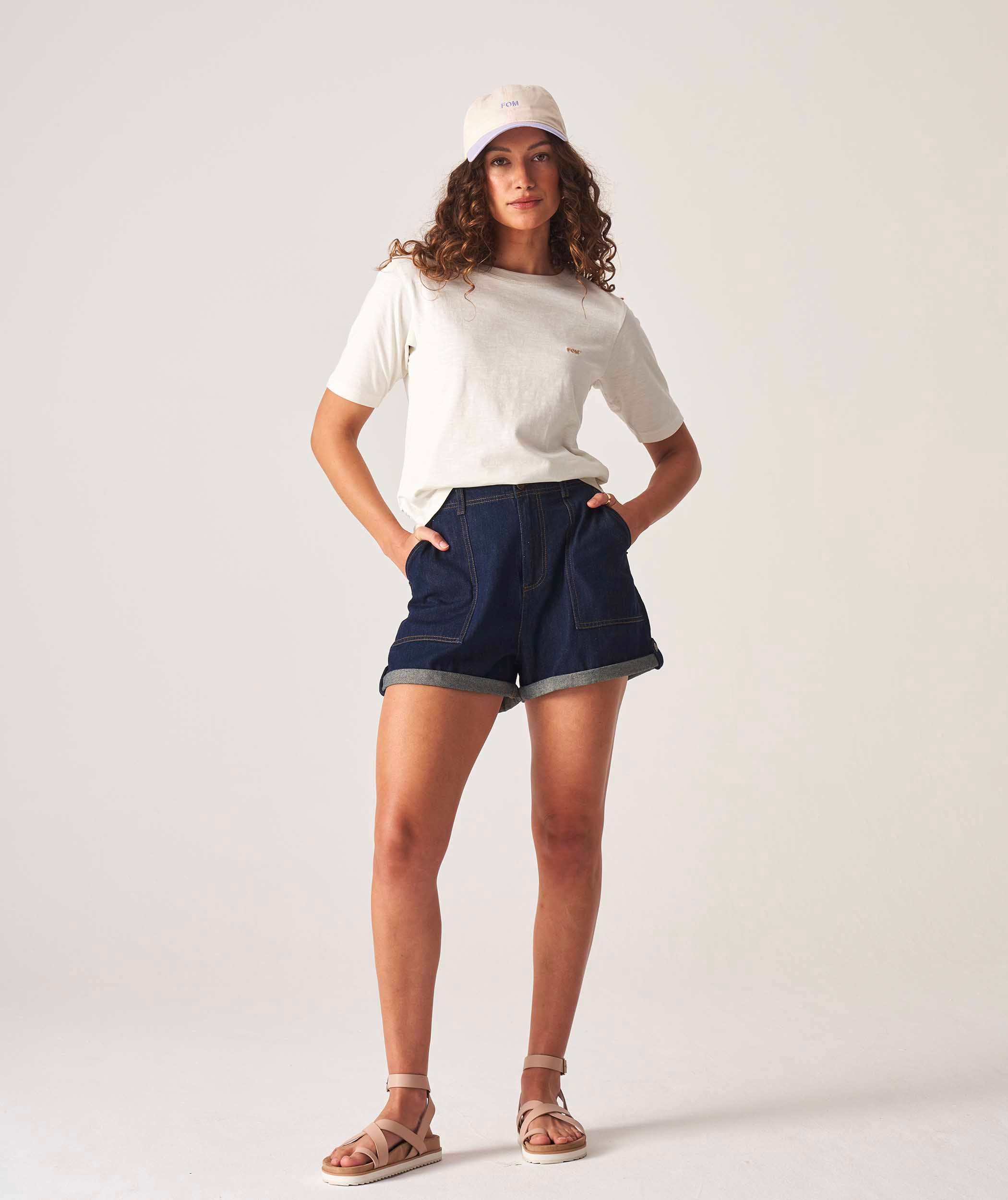 Denim white high waisted on sale shorts