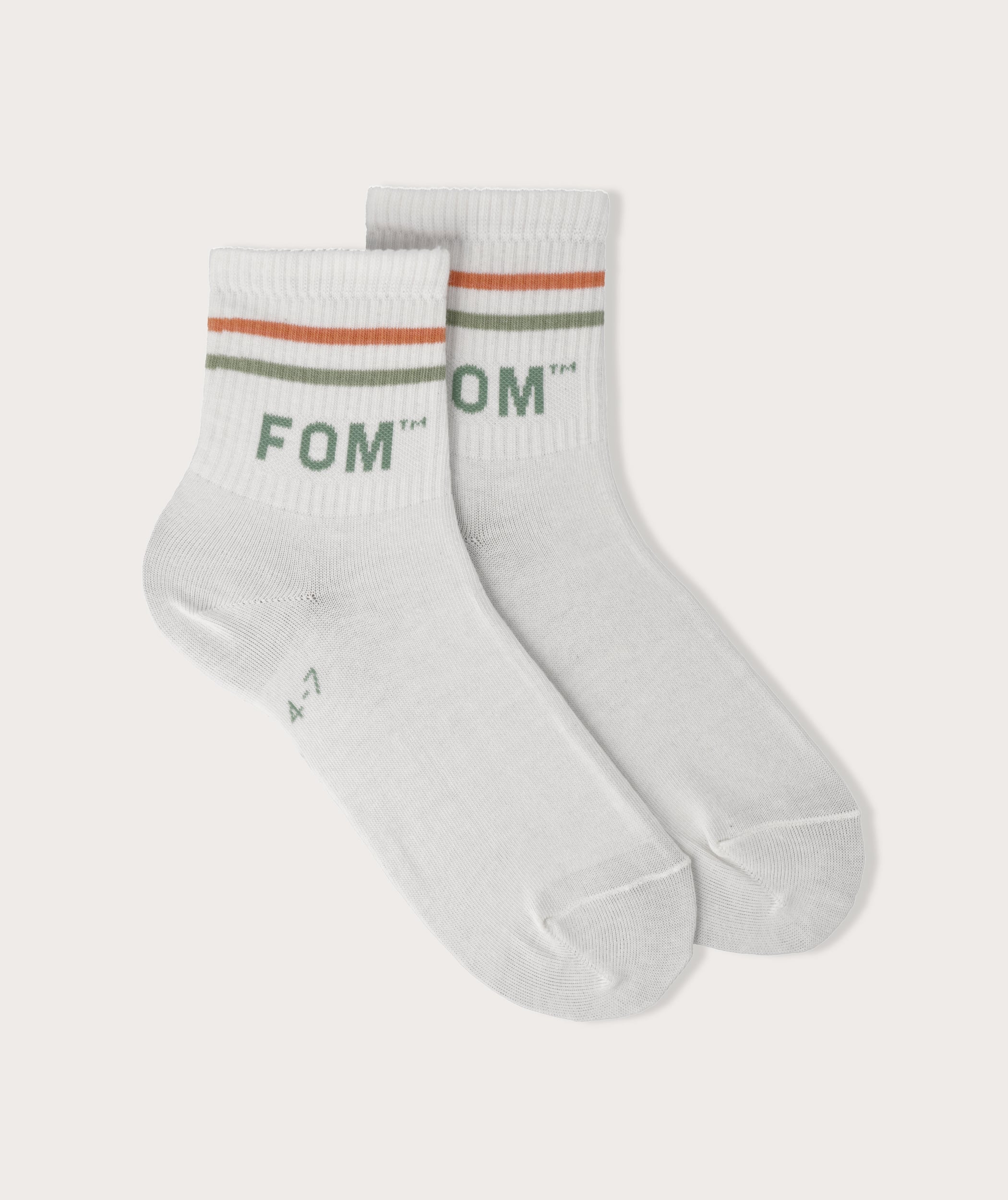 Socks FOM Active Beige/ Peach & Lime Stripes (Size 4-7)